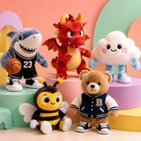 Ensemble de jouets en peluche OEM Street Outfit, Peluche Basketball Shark Red Dragon Cloud Bee Teddy Bear
