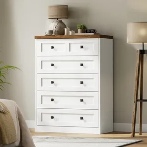 Tủ quần áo 6 ngăn kéo hiện đại tối giản kết hợp với đầu óc chó ấm áp và các điểm nhấn kim loại màu đen - Product Image 4