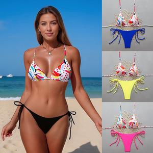 2026 Beach Slingshot Ladies Two Piece <b>String</b> <b>Bikini</b> <b>Set</b> Mikro Triangle for Women Sexy Suit Brazilian Swimsuit Floral Swimwear - Product Image 6