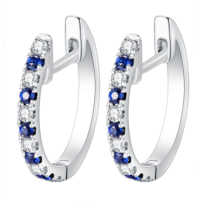 Orecchini a cerchio in argento Sterling 925 placcato al rodio, lucidi
