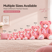 Ours en peluche personnalisé avec nœud en ruban et broderie sur la poitrine, pour cadeau de Saint-Valentin et fournitures pour fleuristes