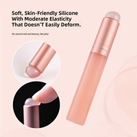 Aplikator Bibir Silikon Portabel dengan Tutup Anti Debu, Kuas Pencampur Bibir Higienis Mudah Dibersihkan, Alat Kosmetik Mini untuk Perjalanan