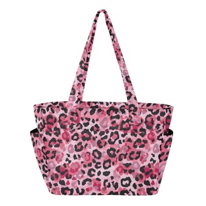 Sac à main matelassé grande capacité motif léopard rose tendance, sac bandoulière rétro décontracté, grand sac fourre-tout pour femme, sac à l'épaule pour femme - Product Image 1