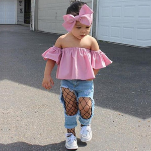 Nouvel Arrivage Ensemble de Vêtements pour Bébé Fille à Volants et Épaules Dénudées, Style Boutique - Product Image 3