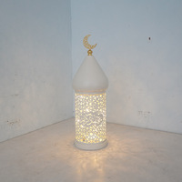 Décoration de bureau Ramadan Kareem, centre de table, lampe en métal Eid Mubarak, spirale blanche creuse, lumière LED, décorations Ramadan 2026