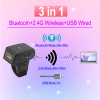 AIXW 700DR Mini lecteur de codes-barres sans fil 1D 2D format de poche Interface USB et COM A4 Max format papier conception de bague de doigt
