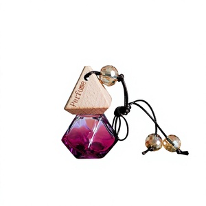 Eco Friendly Mini 8ml Colored Empty Car Hanging Essential Oil Perfume <b>Diffuser</b> <b>Bottle</b> with Wooden Lid - Product Image 1