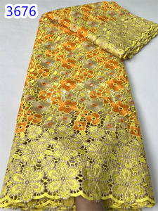 Tissu nigérian en dentelle de coton 2024 de haute qualité avec des pierres tissu en dentelle de Voile suisse africain robe élégante pour les femmes coudre <span class=keywords><strong>3676</strong></span> - Product Image 5