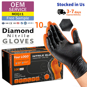Gants en nitrile texturés Black Diamond 8mil 10mil, haute résistance, pour l'agriculture, l'aménagement paysager, l'élevage, Guantes De Nitrilo PPE - Product Image 1
