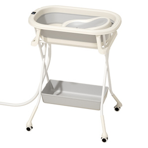 <span class=keywords><strong>Baignoire</strong></span> pour bébé avec support, thermomètre numérique, pliable, <span class=keywords><strong>hauteur</strong></span> réglable, avec roulettes et panier de rangement - Product Image 1