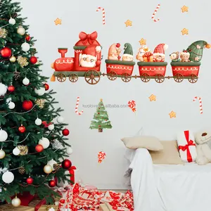 크리스마스 기차 휴일 창 장식 벽 스티커 거실 침실 장식 벽지 자체 접착 스티커