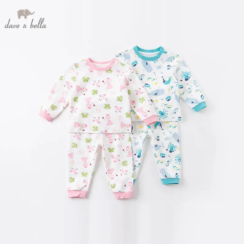 DB16086 dave bella children underwear set pure cotton boys and girls autumn clothes long trousers baby home service