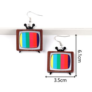 Boucles d'oreilles pour femmes avec paillettes noires argentées, rétro, souvenirs personnalisés, anciennes antennes <span class=keywords><strong>TV</strong></span> - Product Image 3