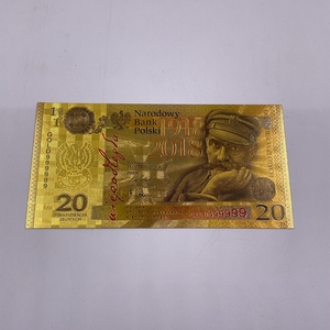 Ready Stock Poland 100th Anniversary 20 PLN Currency Plastic 24k Gold Foil Electroplated Banknote - Product Image 2