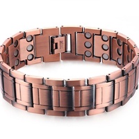 Pulsera Deportiva Magnética Terapéutica con Patrón Geométrico para Hombre, Versión Ancha, Completamente Magnética, de Cobre Rojo, para la Salud