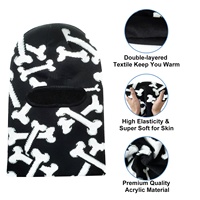 Masque facial en acrylique double couche à un trou, tricoté, chaud pour l'hiver, pour le cyclisme et le ski, avec motif jacquard en forme d'os