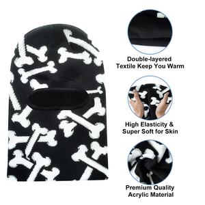 ジャカードボーンパターンの2層アクリルワンホールサイクリングスキーニットウィンターウォームフェイスマスクバラクラバ - Product Image 2