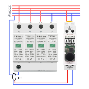Contatore di Fulmini TOMZN TO-LSC con Display LED per Guida DIN, 220V 50/60Hz, 0-999 Incursioni - Product Image 5