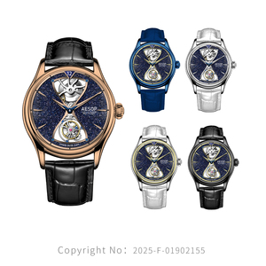 Montres-bracelets mécaniques pour hommes, nouveau <span class=keywords><strong>design</strong></span>, motif ciel étoilé, tourbillon volant, lumineuses et étanches, fabrication OEM/ODM - Product Image 1