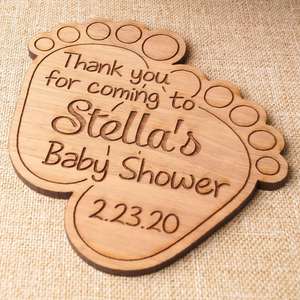 Souvenirs de bébé personnalisés faits à la main en bois durable, gravés au laser avec noms et dates ; Cadeaux de baptême commémoratifs - Product Image 5