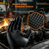 Gants de travail industriels jetables SNELL 8mil extra épais en caoutchouc noir à grip diamanté robuste, en nitrile sans poudre pour réparation automobile