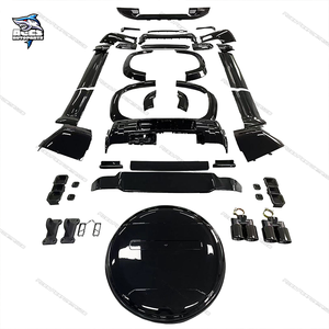 Kit de carrocería negra brillante para Land <span class=keywords><strong>Rover</strong></span> Defender, parachoques delantero y trasero, embellecedores de rueda, cubiertas de luz trasera, faldas laterales, puntas, kit de carrocería - Product Image 1