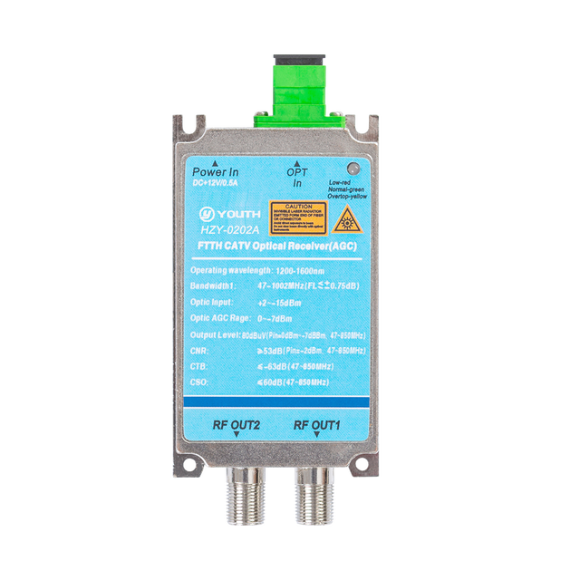 HZY-0202W Mini Optical Receiver Without WDM , Metal Shell with AGC -18~-2dBm 47-1000MHz 86dBuV