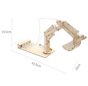 Assemblage Houten Graafmachine Model Diy Geassembleerd Hydraulische Digger Auto Student Science Handgemaakte Speelgoed Educatief Experiment Kit Set - Product Image 4