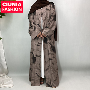 New Abaya for Women Muslim Eid Collection Dubai Fashion Robe Print Open Abaya Kimono Women Clothes 1498#