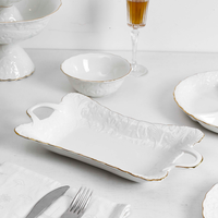 Service de table en porcelaine blanche incrustée d'or, style moderne, anti-fuite, écologique, pour la maison et la restauration