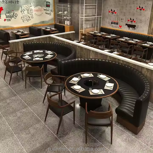 Asientos modernos de cabina de cuero negro para restaurantes Comida rápida Café Cafés Discotecas Bares para escuelas Hoteles Áreas de comedor - Product Image 5