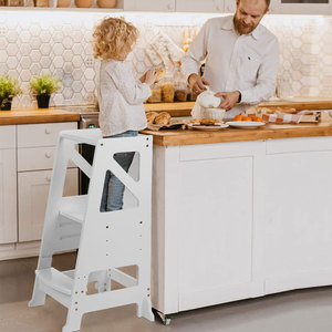 <span class=keywords><strong>Tour</strong></span> <span class=keywords><strong>d</strong></span>'apprentissage Montessori convertible 3-en-1 pour tout-petits, tabouret <span class=keywords><strong>d</strong></span>'aide de cuisine en bois avec tableau noir et ensemble chaise de bureau pour enfants - Product Image 2