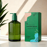 Botol Dispenser Sabun Kaca 500ml Dengan Pompa Hitam untuk Set Kamar Mandi Dapur Sabun Cuci Piring Pembersih Tangan