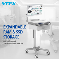 Station d'Accueil Mobile pour Infirmière avec Écran Tactile, Ordinateur Portable et Poste de Travail Tout-en-un en Acier Inoxydable pour Soins aux Patients