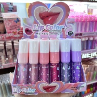 Huile à lèvres liquide à la fraise en gros, 6 couleurs changeantes, contenant, rouge à lèvres végétalien, gloss hydratant, maquillage brillant pour les lèvres, vente en gros