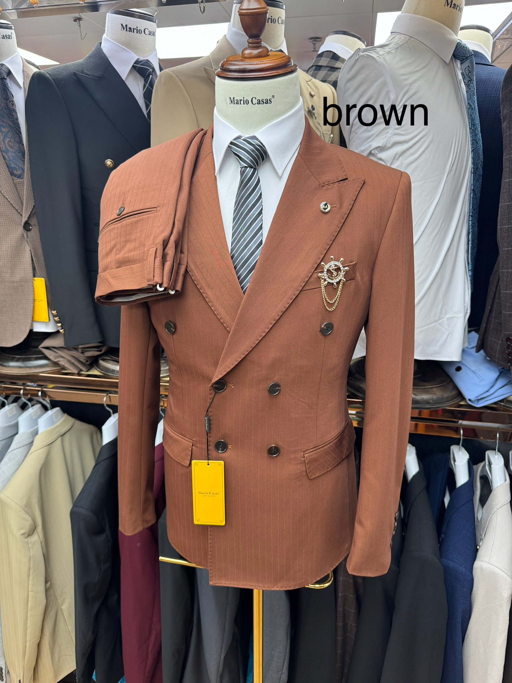 Marron-2 pièces/ensemble-veste + pantalon