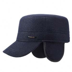 2025 New Arrival Warm Fleece Lining Winter <b>Flat</b> Top Baseball <b>Cap</b> Outdoor Travel Casual Thickened Captain for <b>Men</b> - Product Image 1