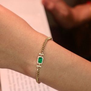Bracelet de mariage personnalisé Xinfly en or véritable 18 carats Au750 pour femme, avec émeraude naturelle taille émeraude de 0,18 ct et émeraude de 0,48-0,68 ct, style cubain tendance - Product Image 3
