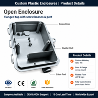 Boîtier de moulage par injection plastique personnalisé, coque ABS PC pour chargeur, boîtier ouvert pour électronique OEM ODM