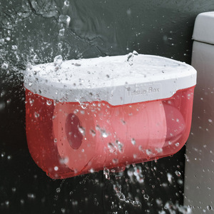 Bathroom Toilet <b>Paper</b> Holder Wall Mounted Transparent Tissue Box With Top Shelf For <b>Kitchen</b> Bathroom Use - Product Image 3