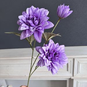 Fleurs artificielles de dahlia Jinxi en soie, faites à la main, pour décoration de mariage et de maison 63650520 - Product Image 5
