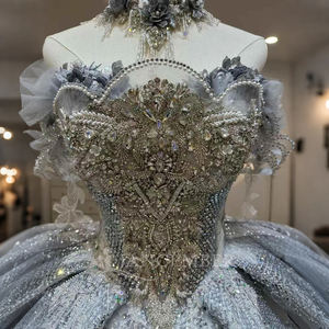 Luxury <b>Sparkling</b> Rhinestone Sequin Wedding Dress Puffy Bridal Dress Cathedral Long Trail Wedding Dress Lsjj21 - Product Image 5