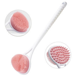 Body <b>Brushes</b> with Long-Handle Silicone Shower <b>Brush</b> <b>for</b> <b>Back</b> Scrub and <b>Bath</b> Massage - Product Image 1