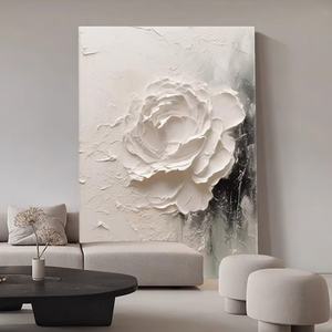 Cuadro de Arte Floral Grande en Tono Neutro, Pintura al Óleo Abstracta Pintada a Mano sobre Lienzo para Decoración de Interiores de Hoteles y Casas - Product Image 2