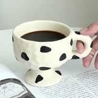 Tasse à thé en céramique, tasse à café haute, tasse à boire artisanale irrégulière pour couple, cadeau (Fleurs1)