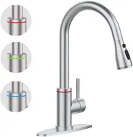 Robinet de cuisine Kangrun avec pulvérisateur extractible, contrôle de la température rotatif, 3 modes, lumière LED, capteur intelligent, commande tactile