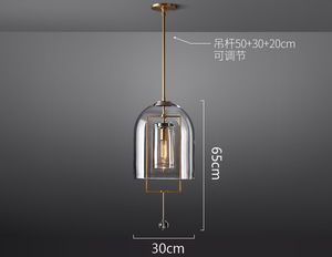 Lustre suspendu LED minimaliste américain en cuivre doré, taille moyenne, intensité variable, CRI 90, angle de faisceau 360°, abat-jour en verre, garantie 2 ans - Product Image 4