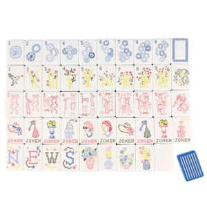 Fichas de Mahjong Americanas Plegables Portátiles de Lujo Personalizadas de 3 Capas con Diseño Acrílico Grabado Estilo Azul de Miss Darling - Product Image 1