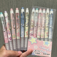 Stylo Gel Rétractable Effaçable Pointe ST 0,5 mm Thermosensible à Clic, Stylo Neutre Mignon Dessin Animé Papeterie Étudiant Bleu