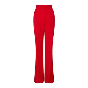 Женские шерстяные красные брюки, подходящие к формальному пиджаку, Длинные прямые брюки для женщин